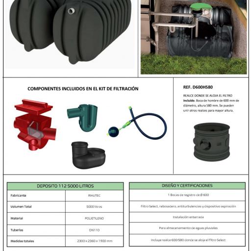Depósito 5.000 litros AT 112 + KIT de PLUVIALES [2]