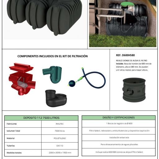 Depósito 7.500 litros AT 112 + KIT de PLUVIALES [2]