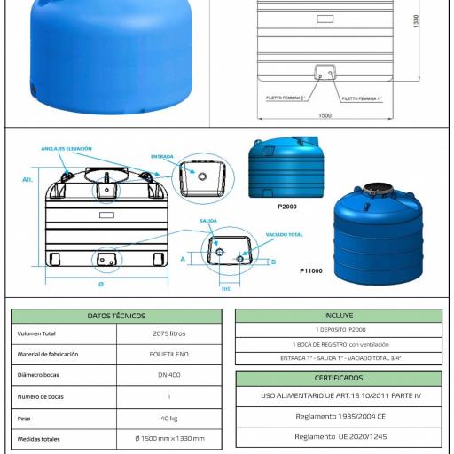 Depósito de 2000 litros vertical polietileno agua potable [2]