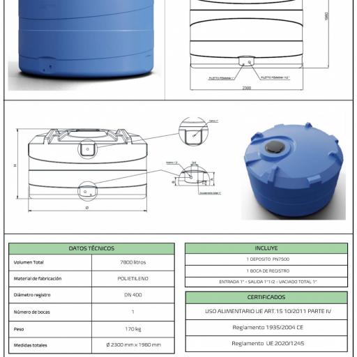 Depósito de 7500 litros vertical polietileno agua potable  [2]