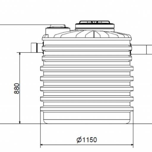 Fosa Séptica con filtro 1000 litros 4 habitantes POLIETILENO - vertical base plana [2]