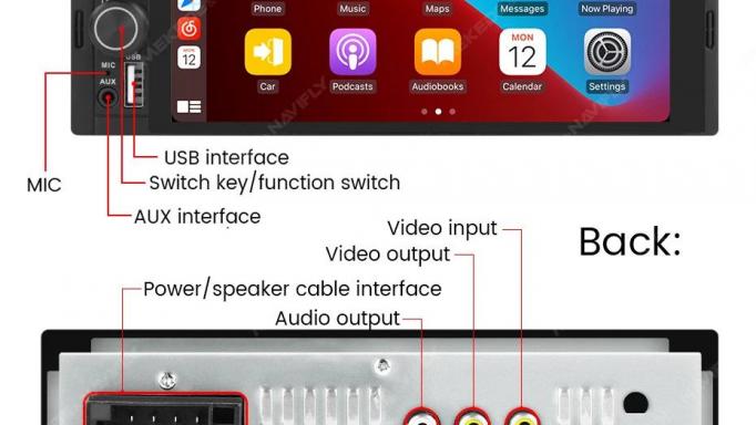 Pantalla 1 din 6,8" Carplay y Android auto 