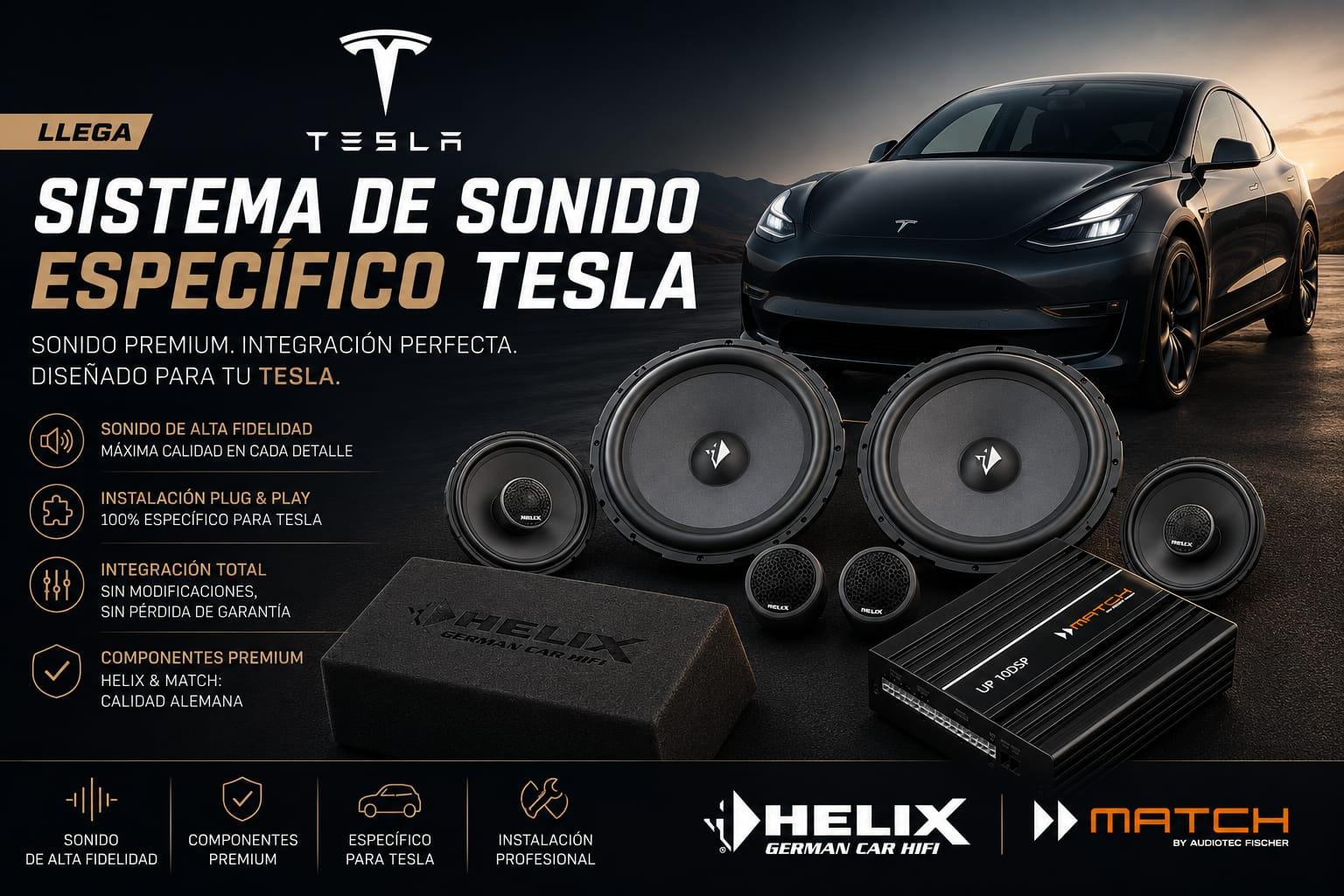 Equipamiento sonido Tesla Model 3 o Y, 10 canales