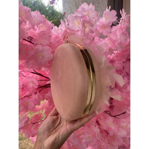 Bolso Redondo Plumas Rosa [2]