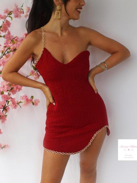 Vestido Tweed Burdeos [1]