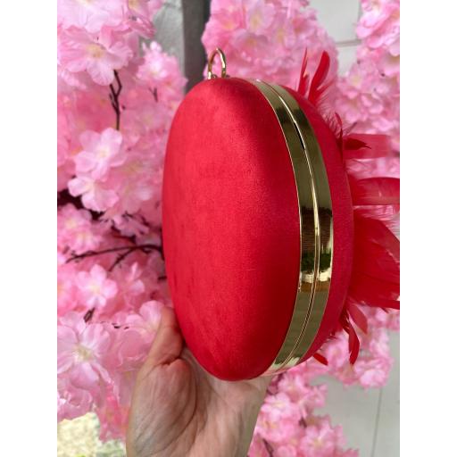 Bolso Redondo Plumas Rojo [2]