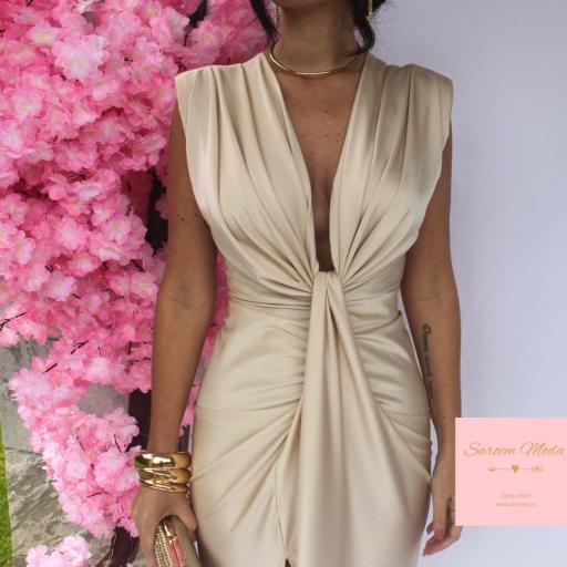 Vestido Damia Beige Satinado [2]