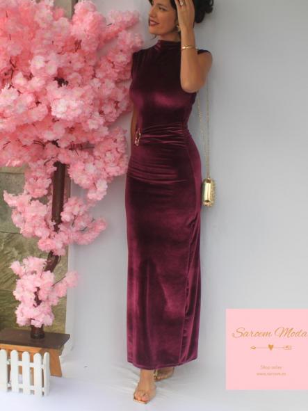 Vestido Dam Terciopelo Burdeos [0]
