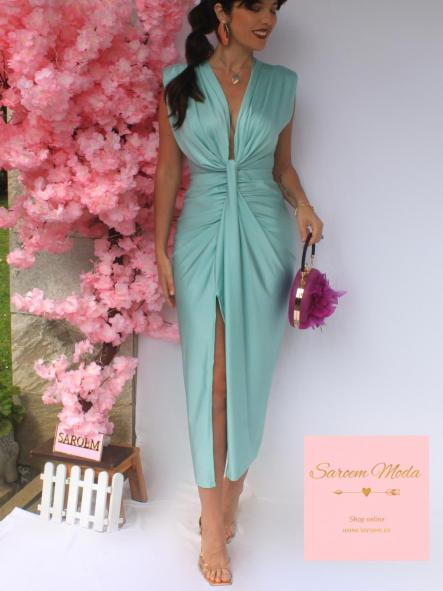 Vestido Damia Verde Agua Satinado [2]