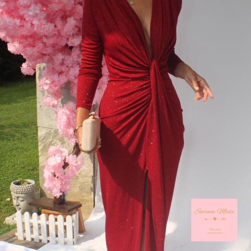 Vestido Damia Glitter Vino [4]