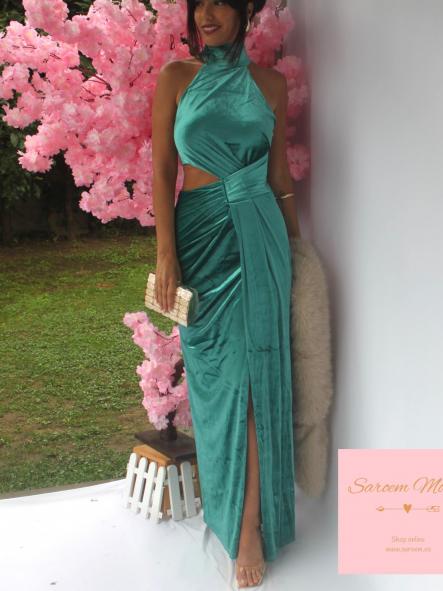 Vestido Agnes Terciopelo Turquesa [5]