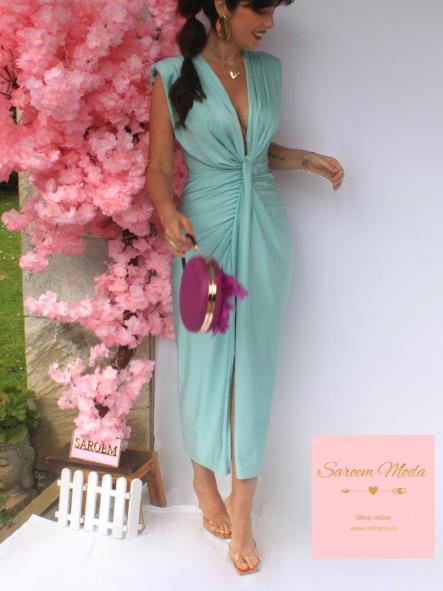 Vestido Damia Verde Agua Satinado [0]