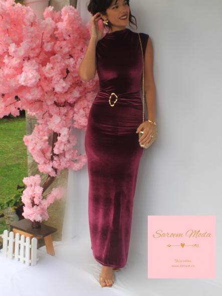 Vestido Dam Terciopelo Burdeos [3]