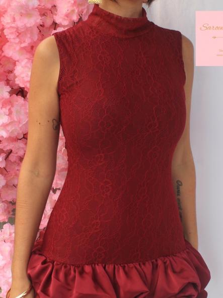 Mini Vestido Encaje Burdeos [5]