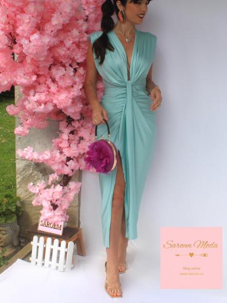 Vestido Damia Verde Agua Satinado [3]