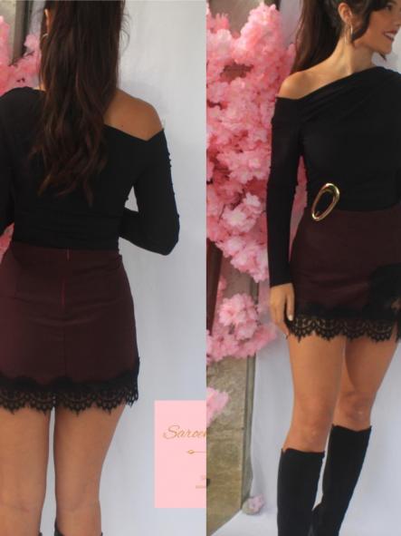 Falda Pantalón Encaje Berenjena [5]