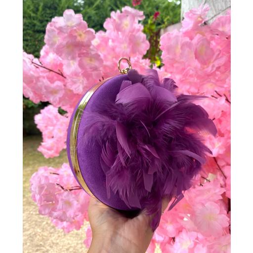 Bolso Redondo Plumas Morado [2]