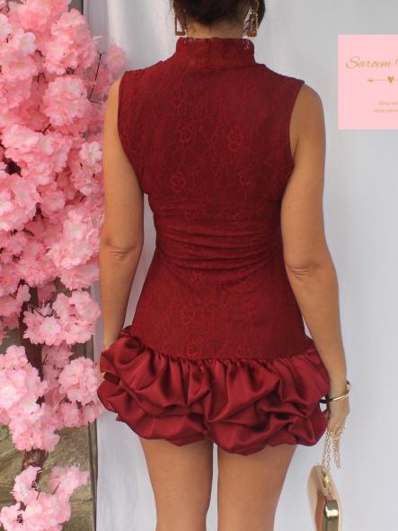 Mini Vestido Encaje Burdeos [4]