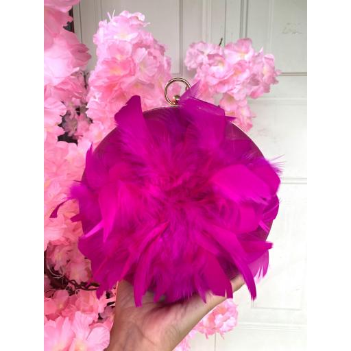 Bolso Redondo Plumas Fucsia [1]