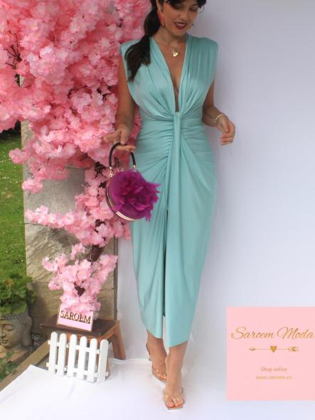 Vestido Damia Verde Agua Satinado [1]