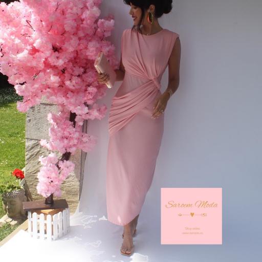 Vestido Sol Rosa Manga Corta