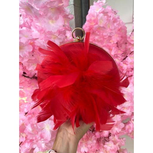 Bolso Redondo Plumas Rojo [1]