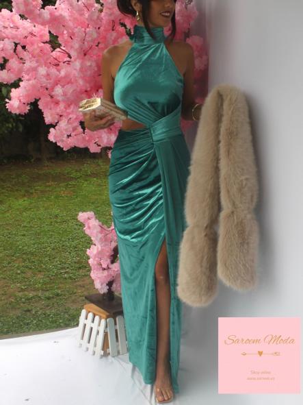Vestido Agnes Terciopelo Turquesa