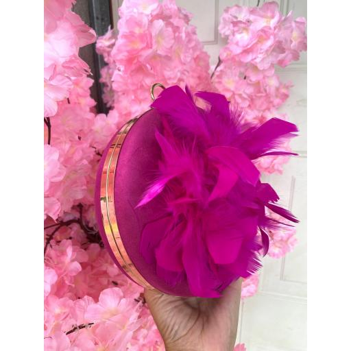 Bolso Redondo Plumas Fucsia [2]