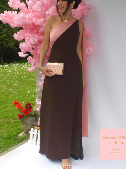Vestido Ella Marrón/Salmón