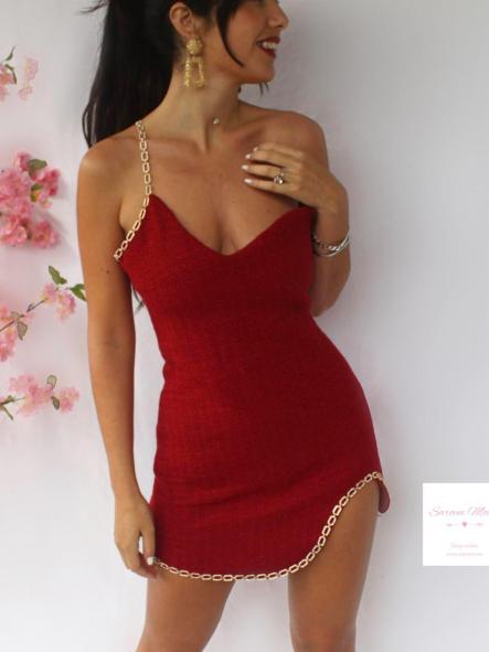 Vestido Tweed Burdeos