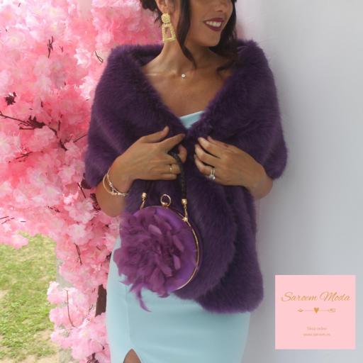 Bolso Redondo Plumas Violeta [4]