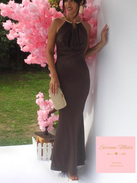 Vestido Lin Marrón Chocolate [0]