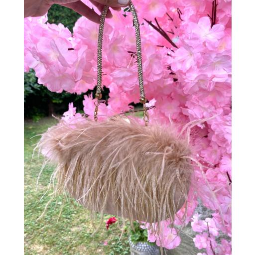 Bolso Plumas Beige