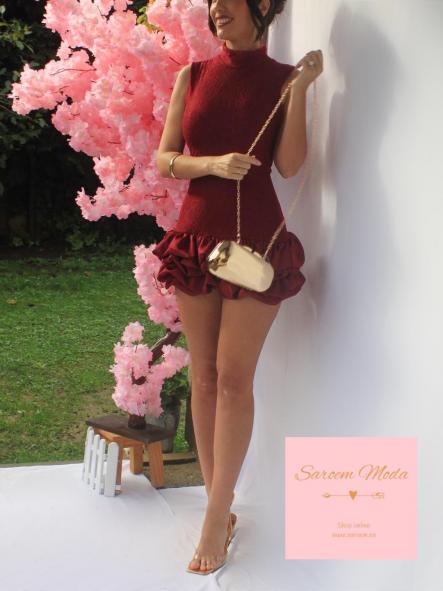 Mini Vestido Encaje Burdeos [3]