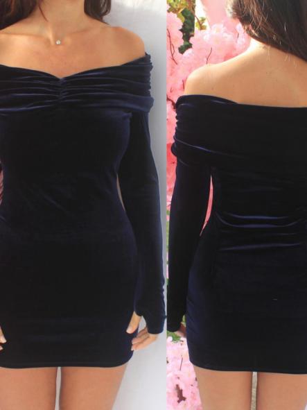 Vestido Lula Terciopelo Azul Marino [5]