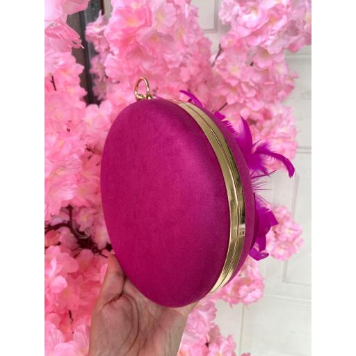 Bolso Redondo Plumas Fucsia [3]