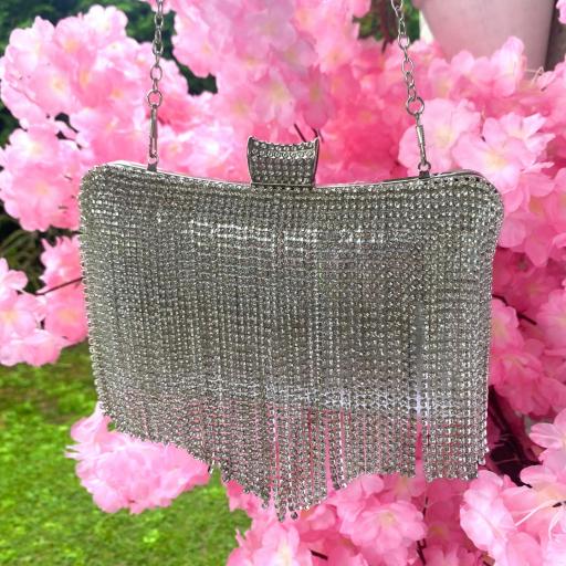 Bolso Fiesta Flecos Plata