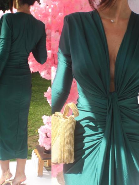 Vestido Damia Esmeralda Oscuro Botella Manga Larga [4]