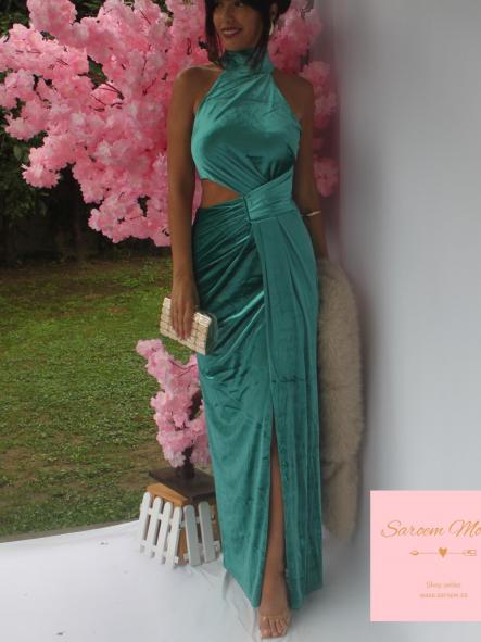 Vestido Agnes Terciopelo Turquesa [0]