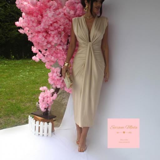 Vestido Damia Beige Satinado [4]