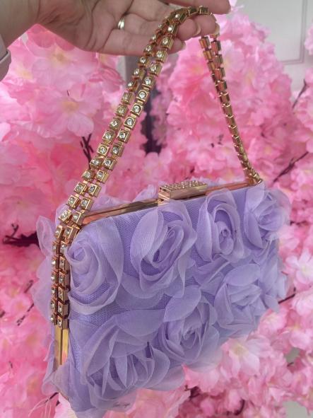 Bolso Floral Brillo Lila