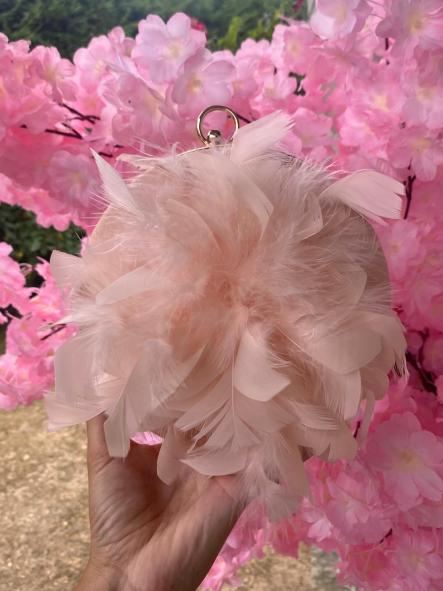 Bolso Redondo Plumas Rosa [1]
