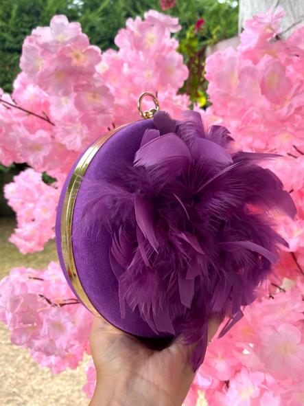 Bolso Redondo Plumas Violeta [2]