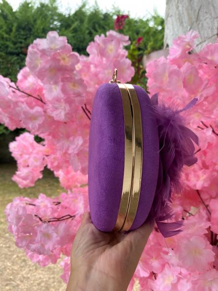 Bolso Redondo Plumas Violeta [3]