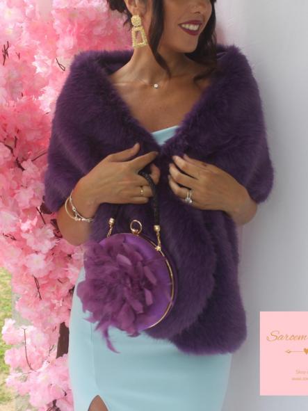 Bolso Redondo Plumas Violeta [4]