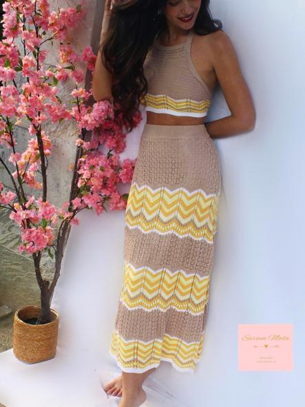 Conjunto Crochet Amarillo Camel