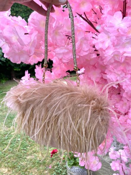 Bolso Plumas Beige