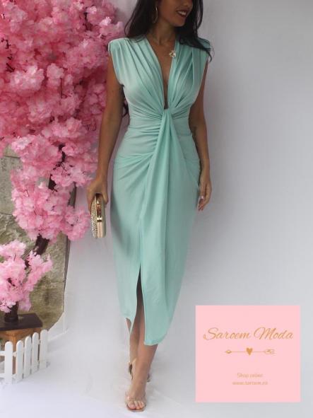 Vestido Damia Verde Agua Satinado [0]