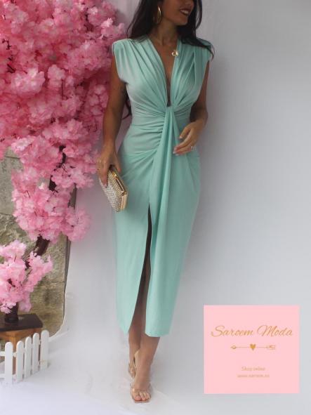 Vestido Damia Verde Agua Satinado [1]