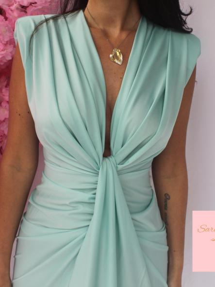 Vestido Damia Verde Agua Satinado [3]